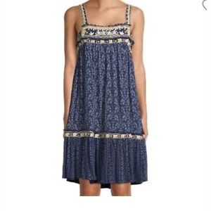 Free People mini navy and yellow Sun dress